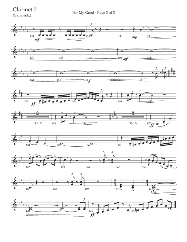 For My Good (Choral Anthem SATB) Clarinet 3 (The Brooklyn Tabernacle Choir / Alvin Slaughter / Arr. Carol Cymbala / Orch. J. Daniel Smith)
