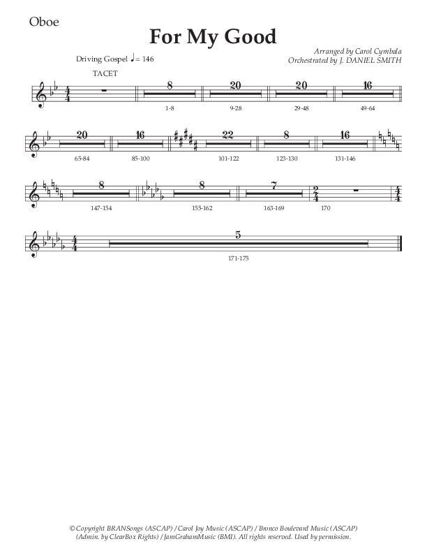 For My Good (Choral Anthem SATB) Oboe (The Brooklyn Tabernacle Choir / Alvin Slaughter / Arr. Carol Cymbala / Orch. J. Daniel Smith)