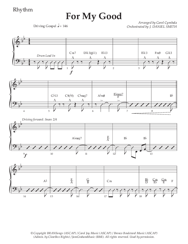 For My Good (Choral Anthem SATB) Rhythm Chart (The Brooklyn Tabernacle Choir / Alvin Slaughter / Arr. Carol Cymbala / Orch. J. Daniel Smith)
