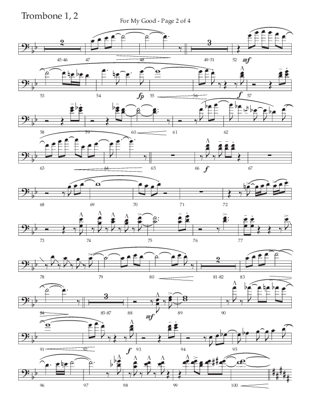 For My Good (Choral Anthem SATB) Trombone 1/2 (The Brooklyn Tabernacle Choir / Alvin Slaughter / Arr. Carol Cymbala / Orch. J. Daniel Smith)