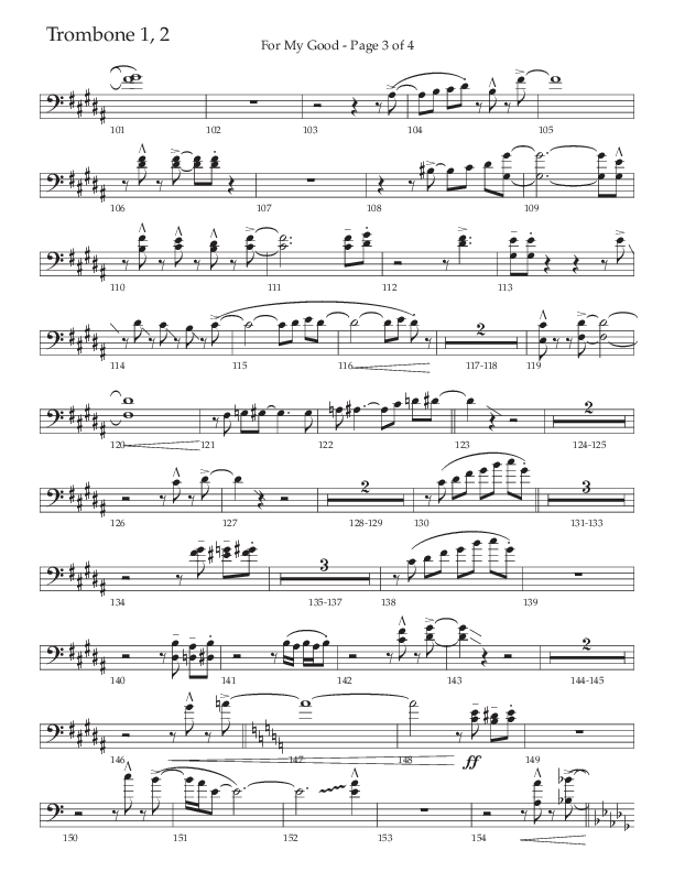 For My Good (Choral Anthem SATB) Trombone 1/2 (The Brooklyn Tabernacle Choir / Alvin Slaughter / Arr. Carol Cymbala / Orch. J. Daniel Smith)