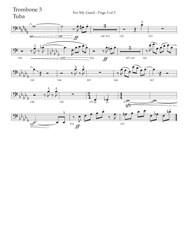 For My Good (Choral Anthem SATB) Trombone 3/Tuba (The Brooklyn Tabernacle Choir / Alvin Slaughter / Arr. Carol Cymbala / Orch. J. Daniel Smith)