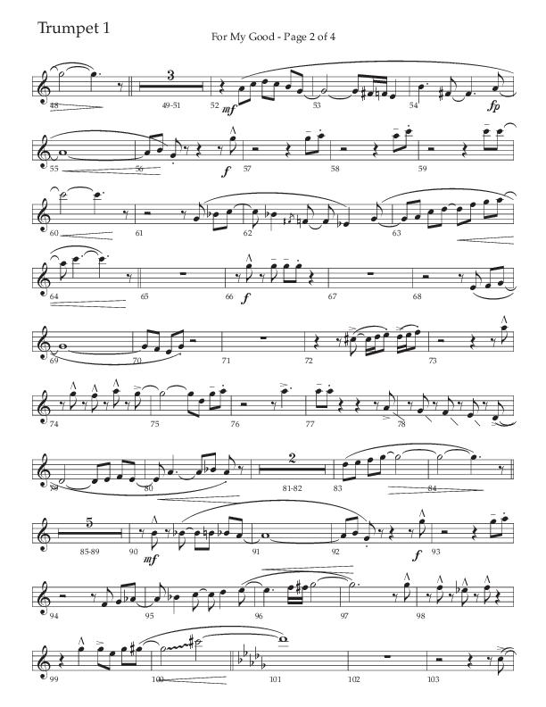 For My Good (Choral Anthem SATB) Trumpet 1 (The Brooklyn Tabernacle Choir / Alvin Slaughter / Arr. Carol Cymbala / Orch. J. Daniel Smith)