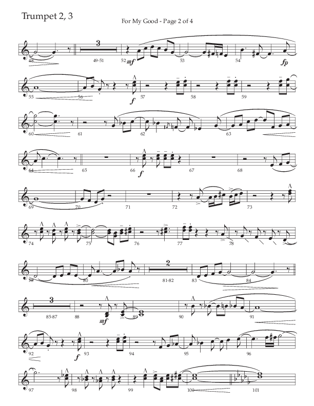 For My Good (Choral Anthem SATB) Trumpet 2/3 (The Brooklyn Tabernacle Choir / Alvin Slaughter / Arr. Carol Cymbala / Orch. J. Daniel Smith)