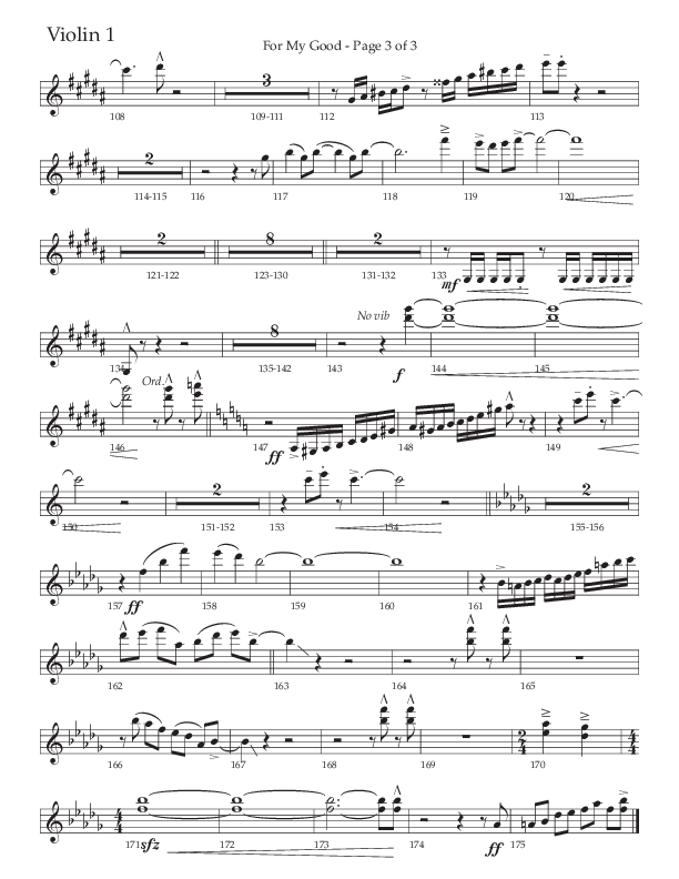 For My Good (Choral Anthem SATB) Violin 1 (The Brooklyn Tabernacle Choir / Alvin Slaughter / Arr. Carol Cymbala / Orch. J. Daniel Smith)