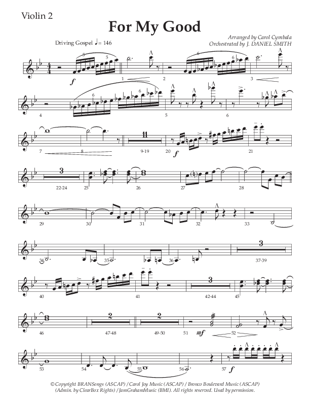 For My Good (Choral Anthem SATB) Violin 2 (The Brooklyn Tabernacle Choir / Alvin Slaughter / Arr. Carol Cymbala / Orch. J. Daniel Smith)