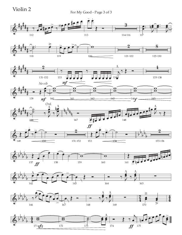 For My Good (Choral Anthem SATB) Violin 2 (The Brooklyn Tabernacle Choir / Alvin Slaughter / Arr. Carol Cymbala / Orch. J. Daniel Smith)