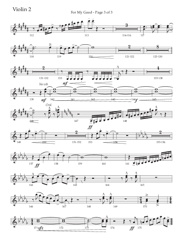 For My Good (Choral Anthem SATB) Violin 2 (The Brooklyn Tabernacle Choir / Alvin Slaughter / Arr. Carol Cymbala / Orch. J. Daniel Smith)