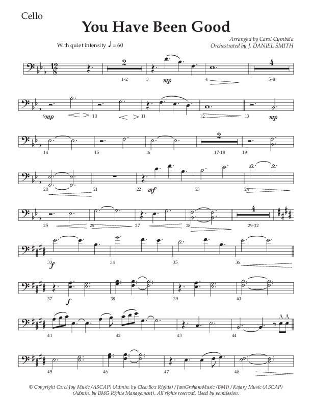 You Have Been Good (Choral Anthem SATB) Cello (The Brooklyn Tabernacle Choir / Arr. Carol Cymbala / Orch. J. Daniel Smith)