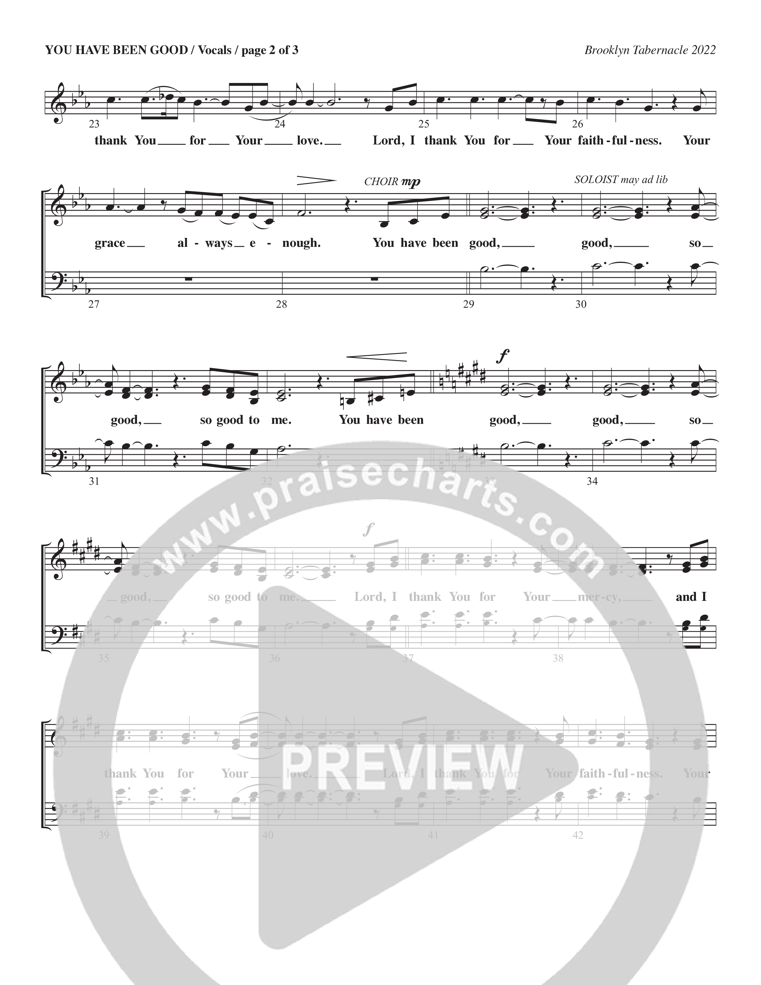 You Have Been Good (Choral Anthem SATB) Choir Sheet (SATB) (The Brooklyn Tabernacle Choir / Arr. Carol Cymbala / Orch. J. Daniel Smith)