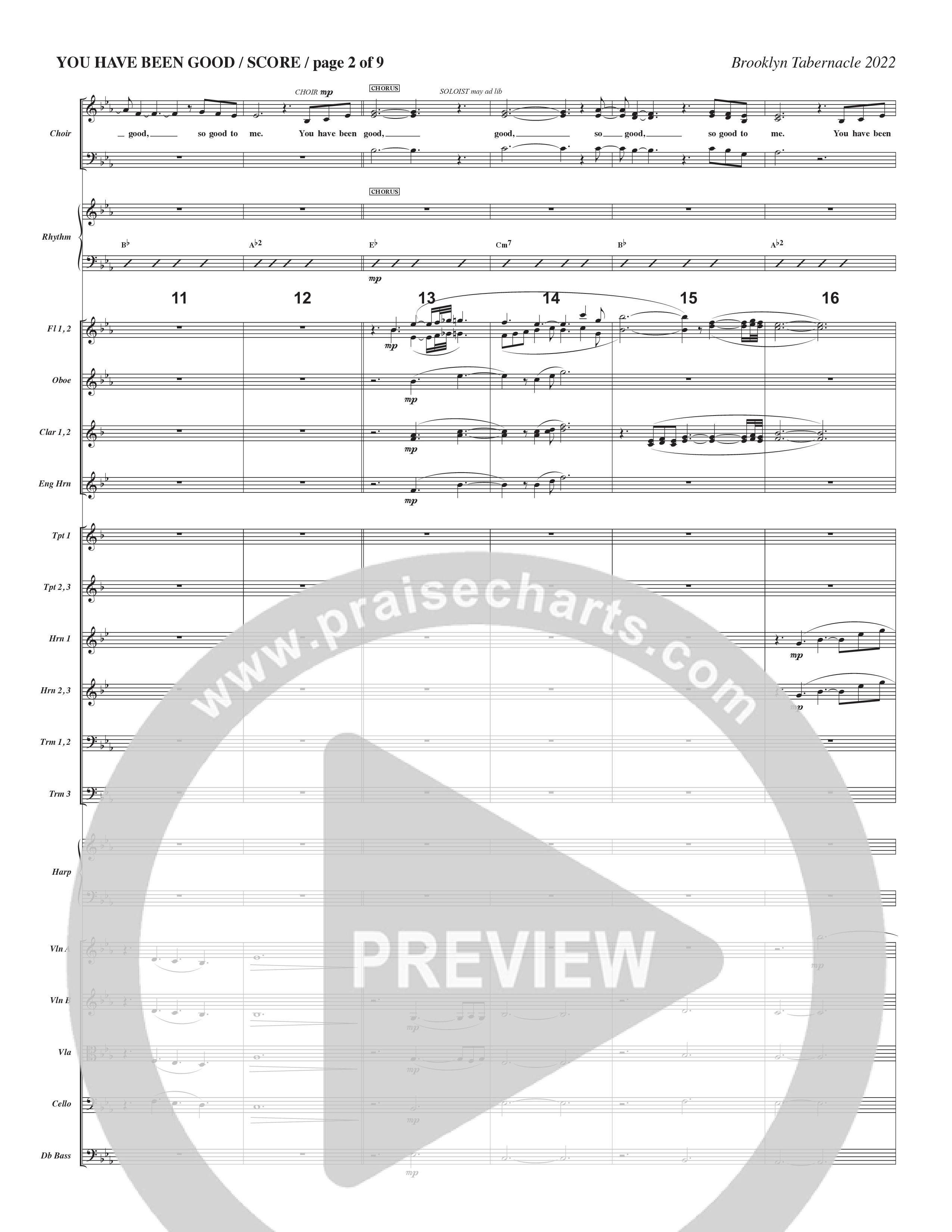 You Have Been Good (Choral Anthem SATB) Orchestration (The Brooklyn Tabernacle Choir / Arr. Carol Cymbala / Orch. J. Daniel Smith)