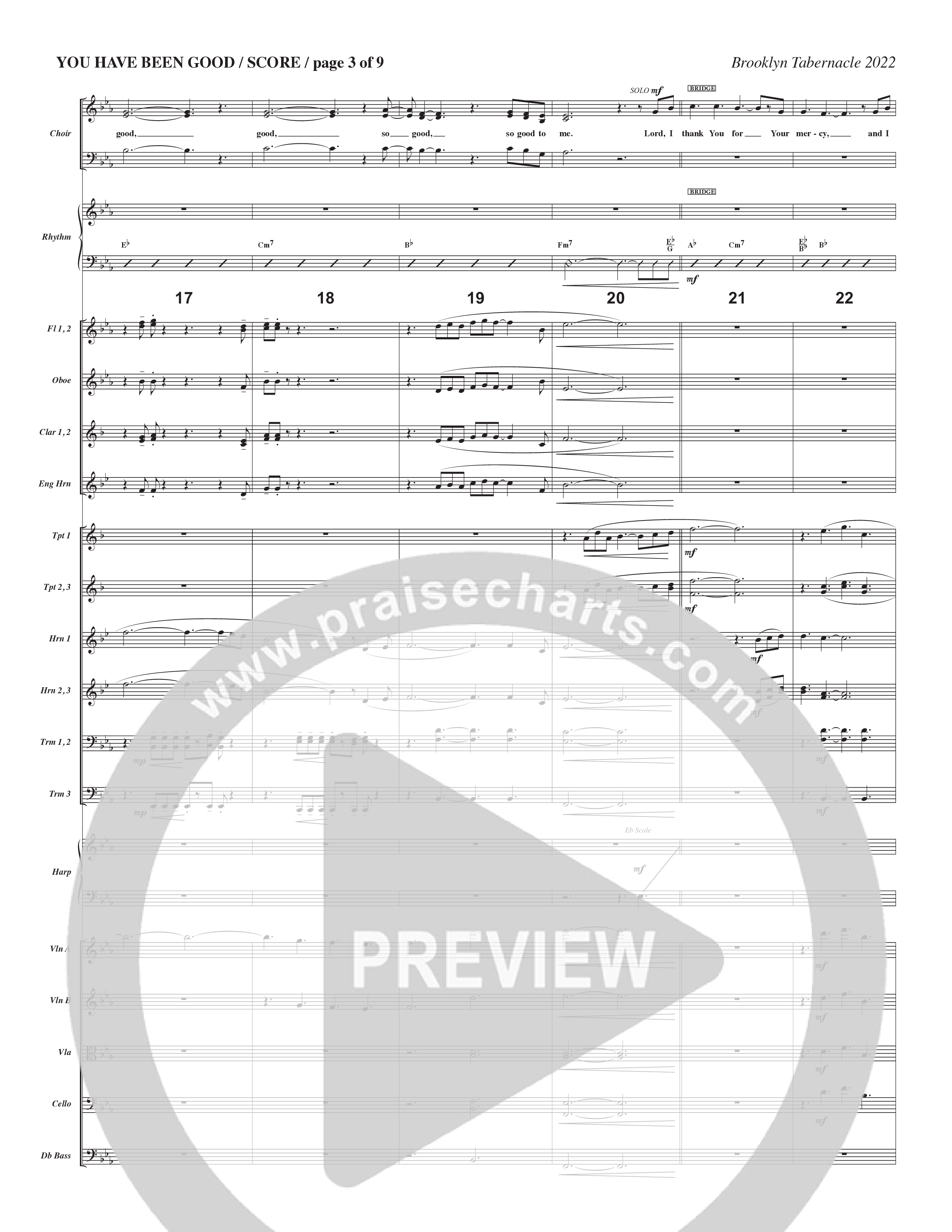 You Have Been Good (Choral Anthem SATB) Orchestration (The Brooklyn Tabernacle Choir / Arr. Carol Cymbala / Orch. J. Daniel Smith)