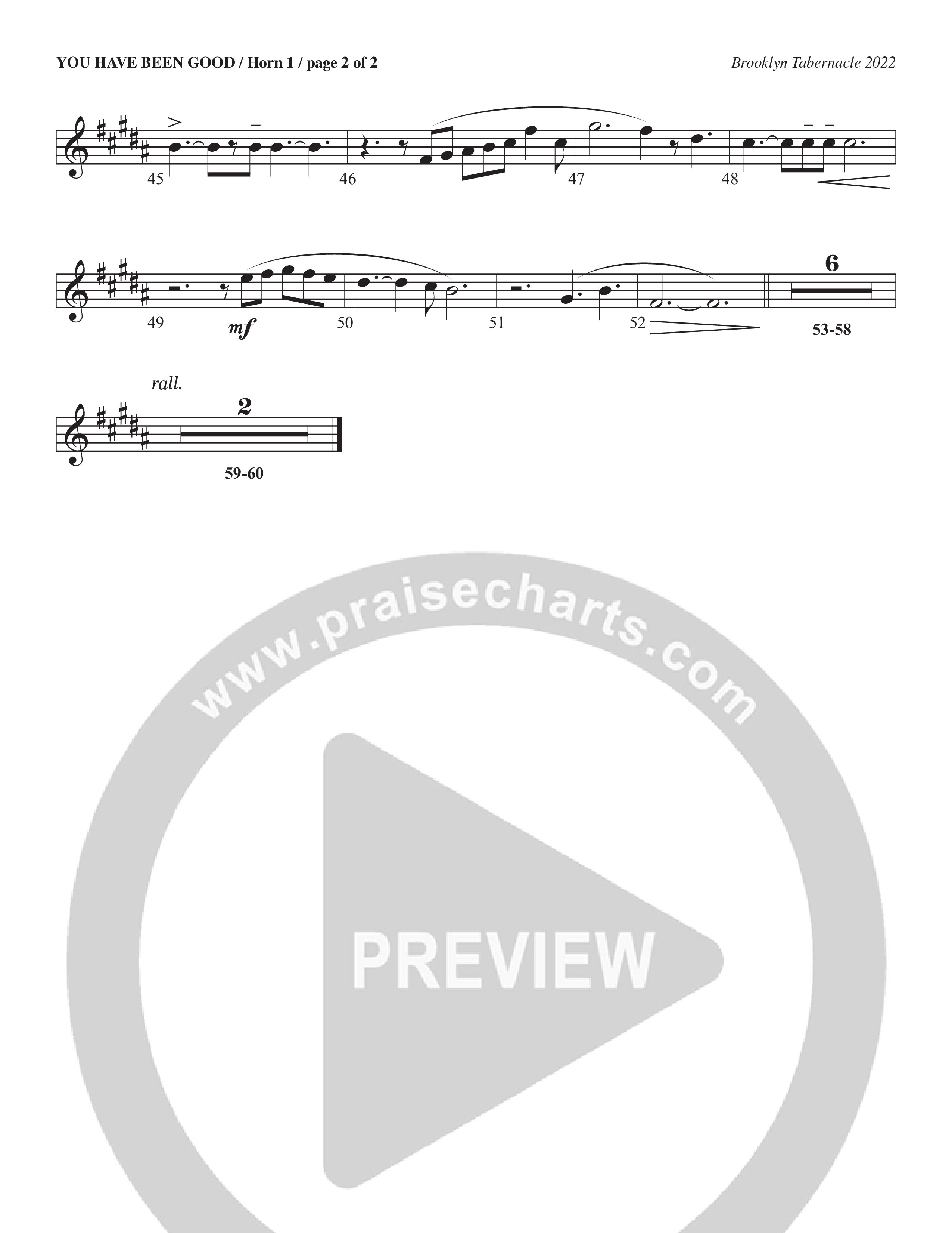 You Have Been Good (Choral Anthem SATB) French Horn (The Brooklyn Tabernacle Choir / Arr. Carol Cymbala / Orch. J. Daniel Smith)