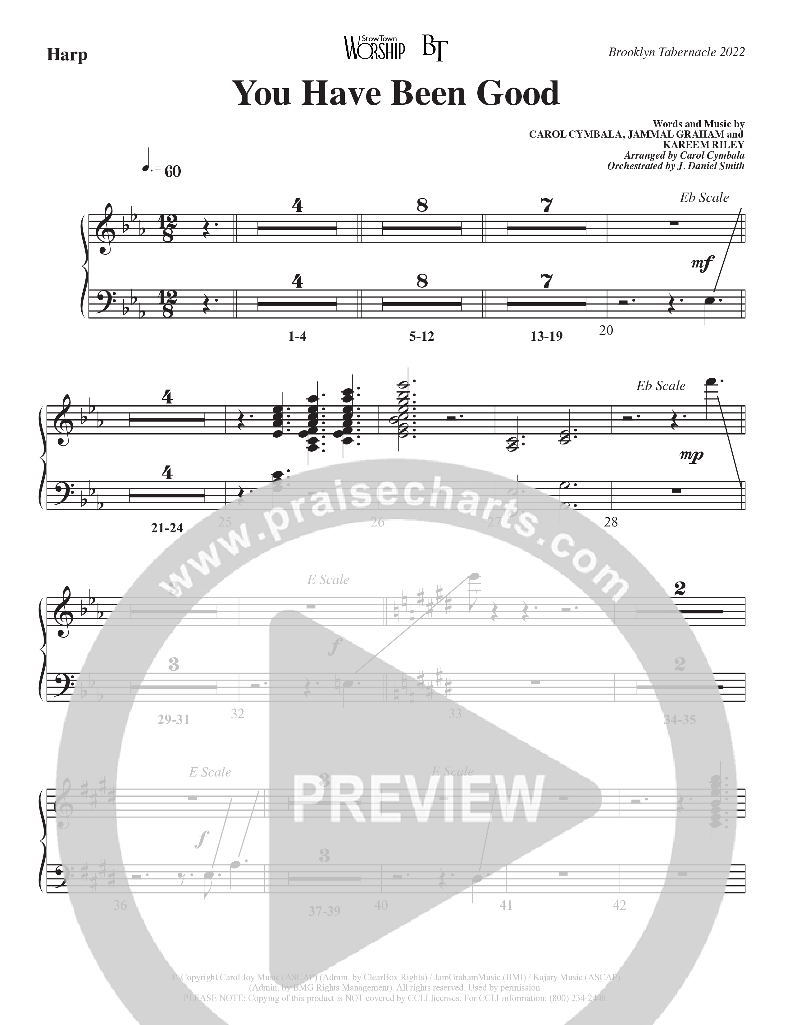 You Have Been Good (Choral Anthem SATB) Harp (The Brooklyn Tabernacle Choir / Arr. Carol Cymbala / Orch. J. Daniel Smith)