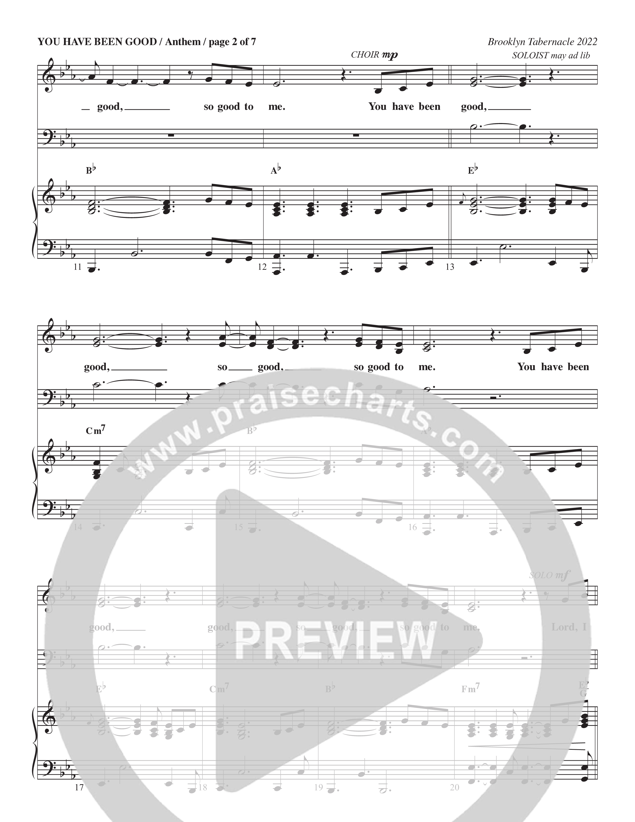 You Have Been Good (Choral Anthem SATB) Anthem (SATB/Piano) (The Brooklyn Tabernacle Choir / Arr. Carol Cymbala / Orch. J. Daniel Smith)