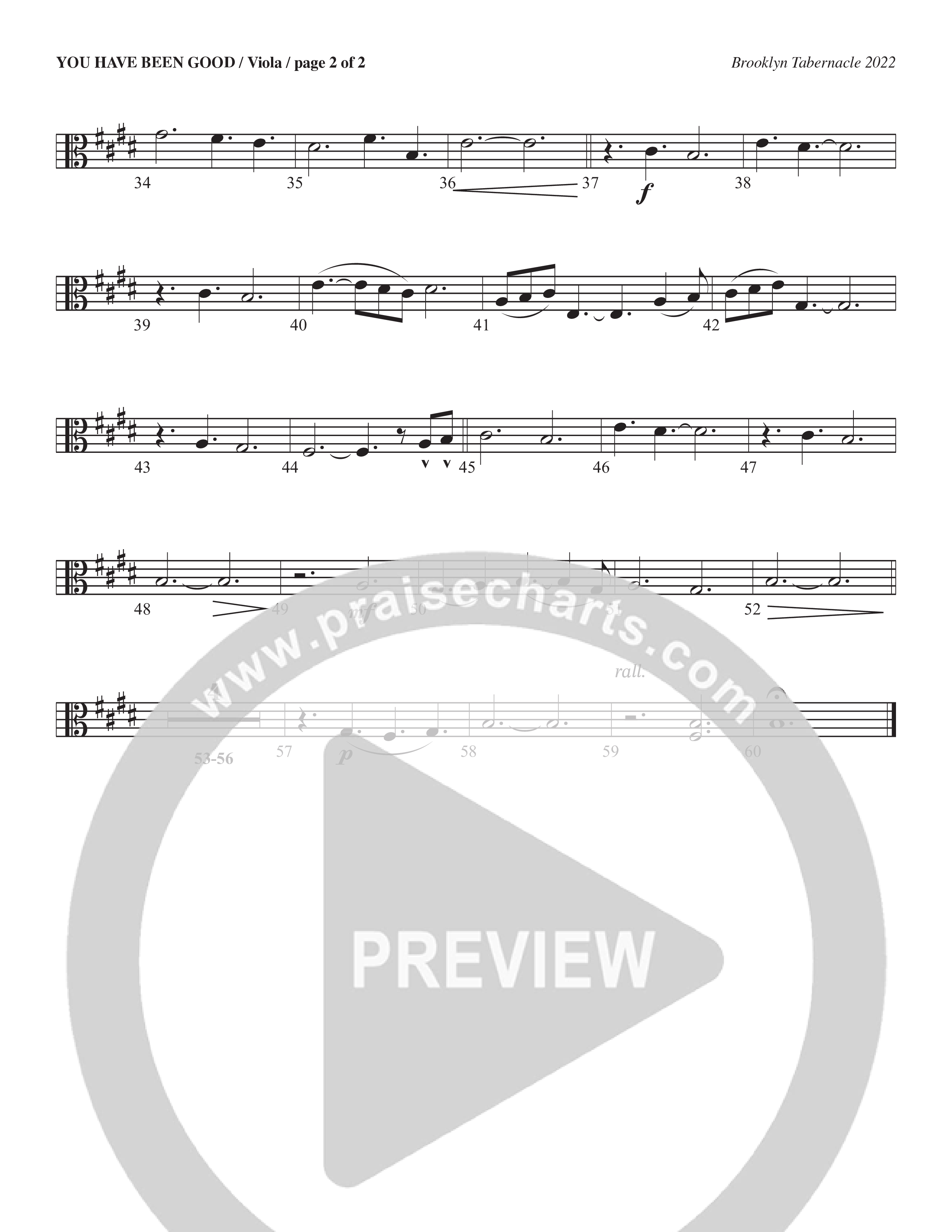 You Have Been Good (Choral Anthem SATB) Viola (The Brooklyn Tabernacle Choir / Arr. Carol Cymbala / Orch. J. Daniel Smith)