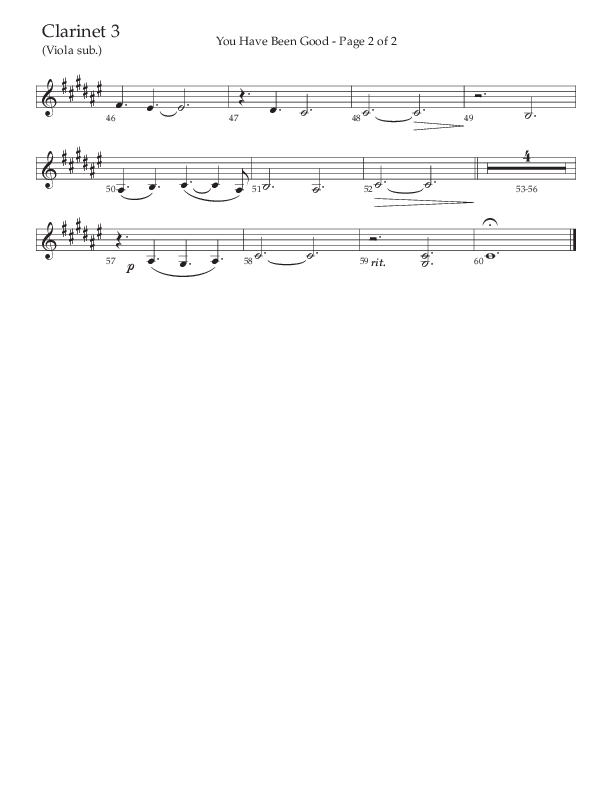 You Have Been Good (Choral Anthem SATB) Clarinet 3 (The Brooklyn Tabernacle Choir / Arr. Carol Cymbala / Orch. J. Daniel Smith)