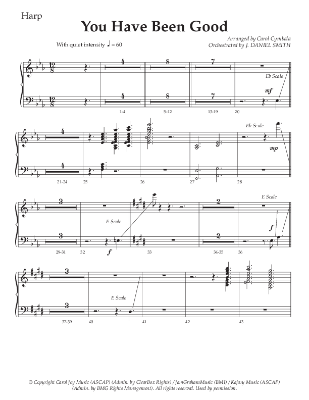 You Have Been Good (Choral Anthem SATB) Harp (The Brooklyn Tabernacle Choir / Arr. Carol Cymbala / Orch. J. Daniel Smith)