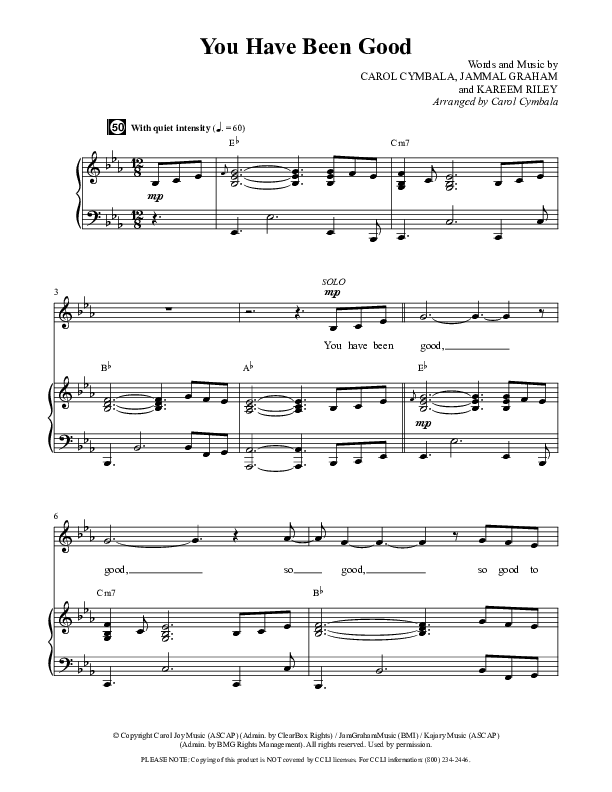 You Have Been Good (Choral Anthem SATB) Anthem (SATB/Piano) (The Brooklyn Tabernacle Choir / Arr. Carol Cymbala / Orch. J. Daniel Smith)