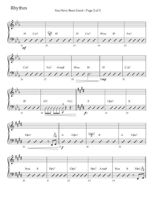 You Have Been Good (Choral Anthem SATB) Rhythm Chart (The Brooklyn Tabernacle Choir / Arr. Carol Cymbala / Orch. J. Daniel Smith)