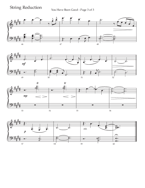 You Have Been Good (Choral Anthem SATB) String Reduction (The Brooklyn Tabernacle Choir / Arr. Carol Cymbala / Orch. J. Daniel Smith)