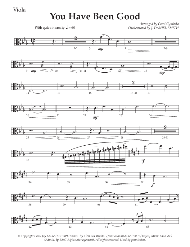 You Have Been Good (Choral Anthem SATB) Viola (The Brooklyn Tabernacle Choir / Arr. Carol Cymbala / Orch. J. Daniel Smith)