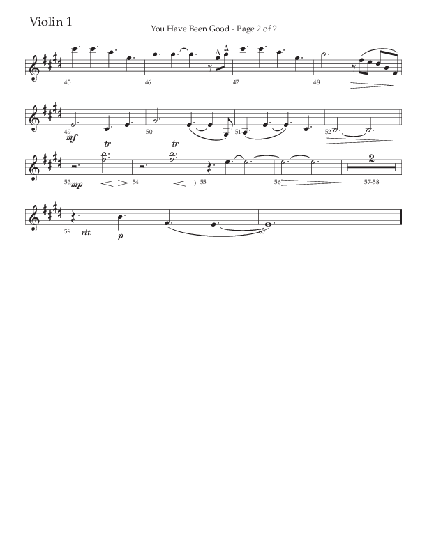 You Have Been Good (Choral Anthem SATB) Violin 1 (The Brooklyn Tabernacle Choir / Arr. Carol Cymbala / Orch. J. Daniel Smith)