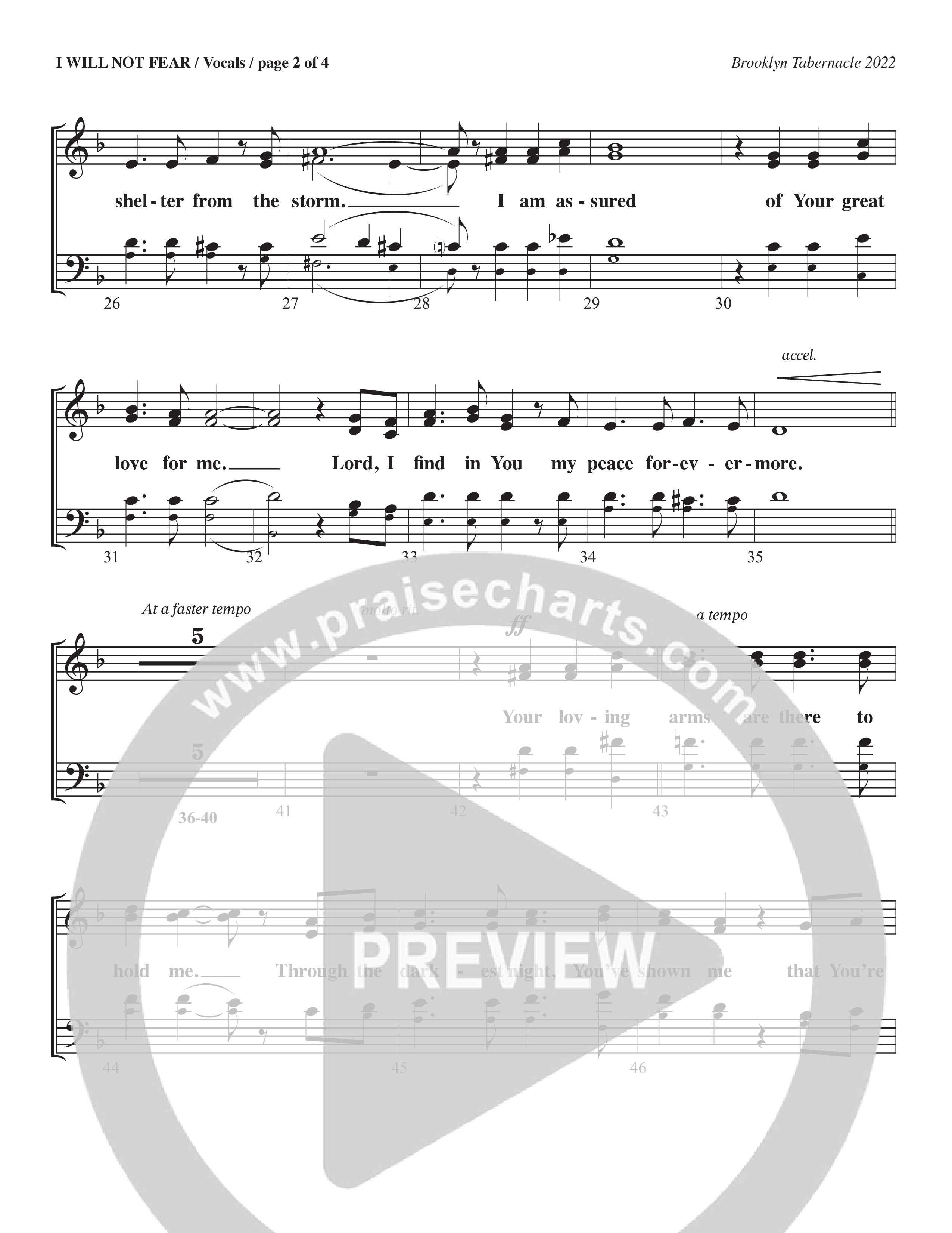 I Will Not Fear (Choral Anthem SATB) Choir Sheet (SATB) (The Brooklyn Tabernacle Choir / Arr. Carol Cymbala / Orch. J. Daniel Smith)