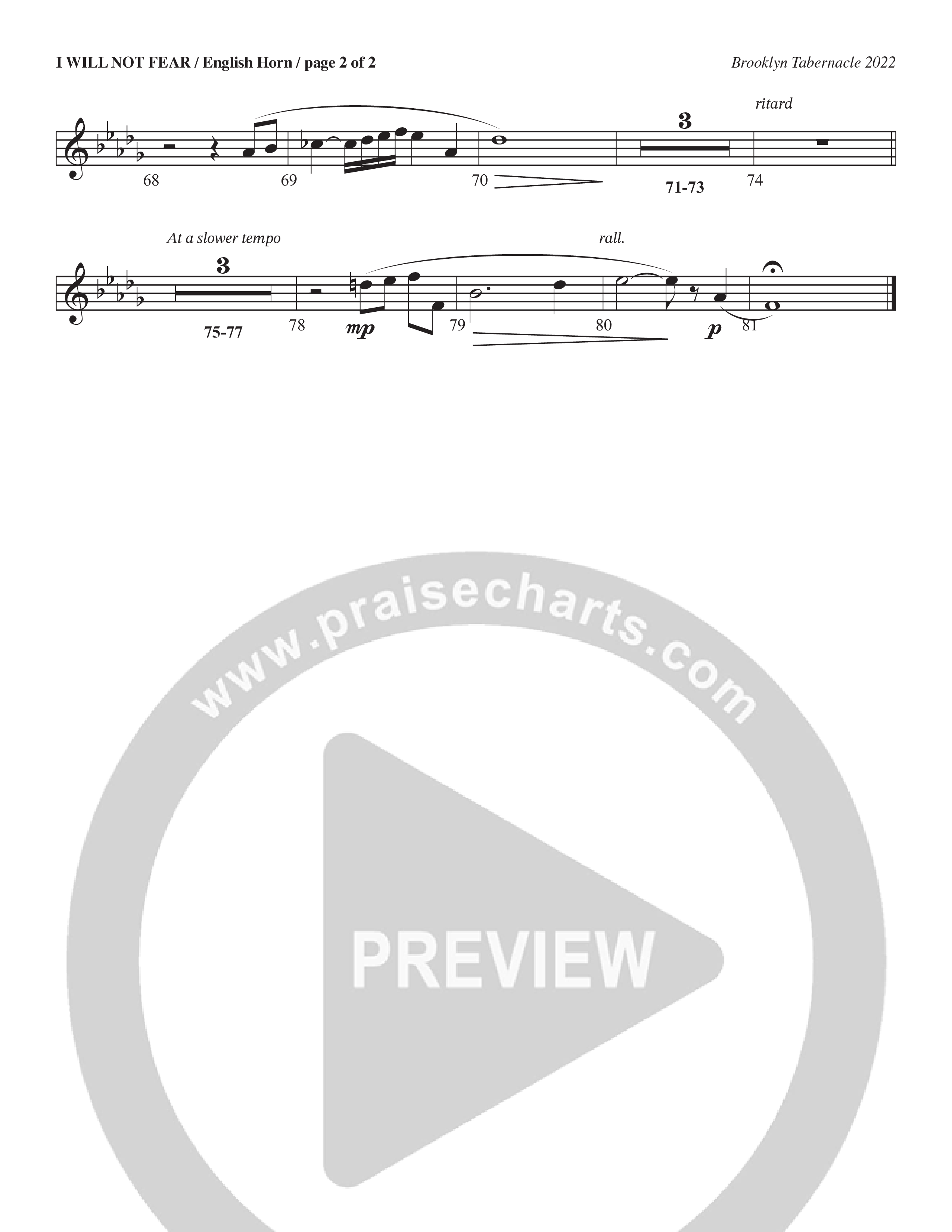 I Will Not Fear (Choral Anthem SATB) English Horn (The Brooklyn Tabernacle Choir / Arr. Carol Cymbala / Orch. J. Daniel Smith)