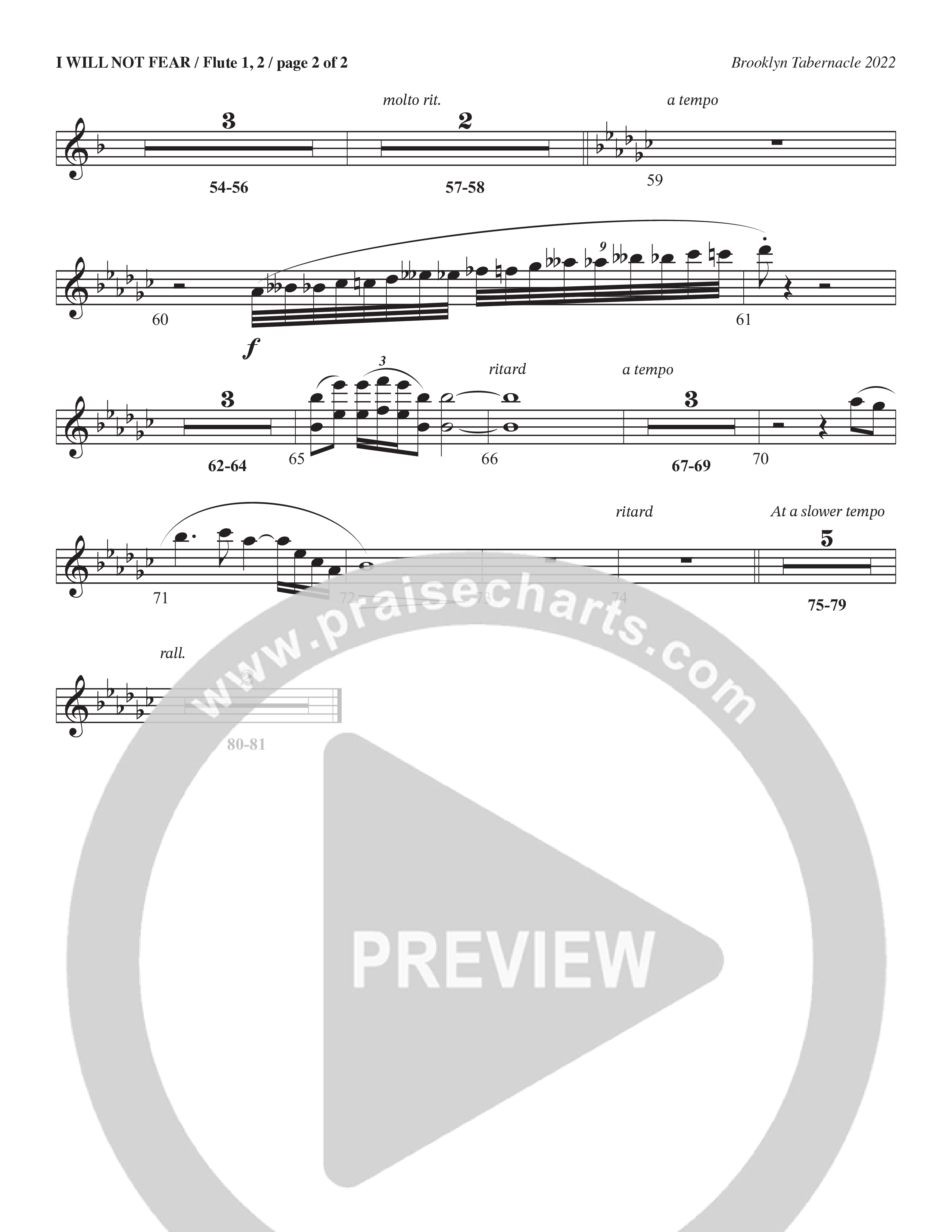 I Will Not Fear (Choral Anthem SATB) Flute 1/2 (The Brooklyn Tabernacle Choir / Arr. Carol Cymbala / Orch. J. Daniel Smith)