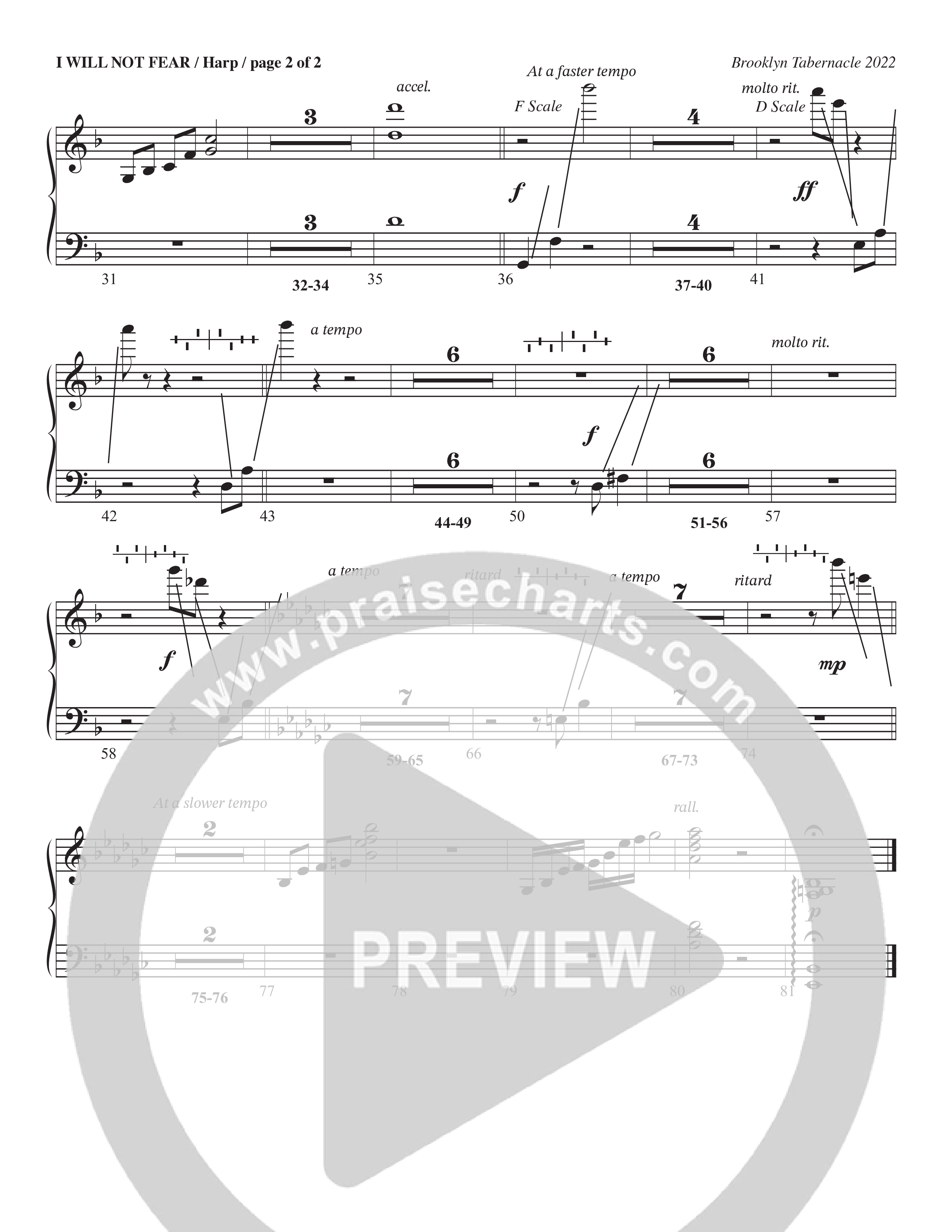 I Will Not Fear (Choral Anthem SATB) Harp (The Brooklyn Tabernacle Choir / Arr. Carol Cymbala / Orch. J. Daniel Smith)