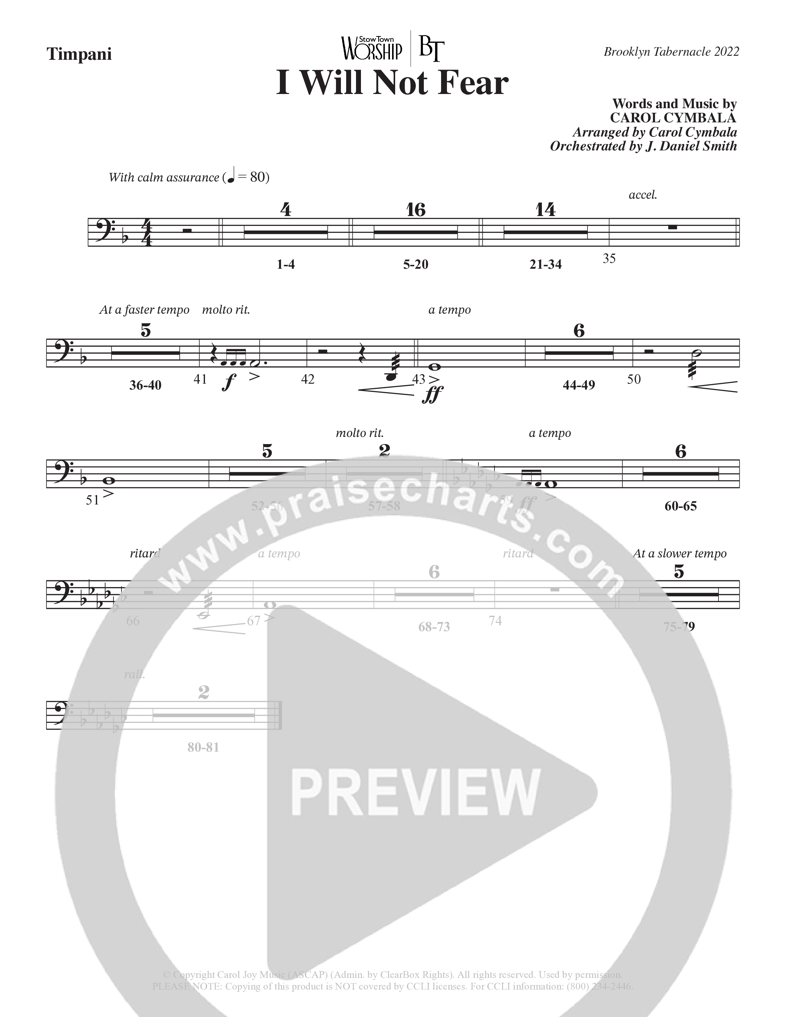 I Will Not Fear (Choral Anthem SATB) Timpani (The Brooklyn Tabernacle Choir / Arr. Carol Cymbala / Orch. J. Daniel Smith)