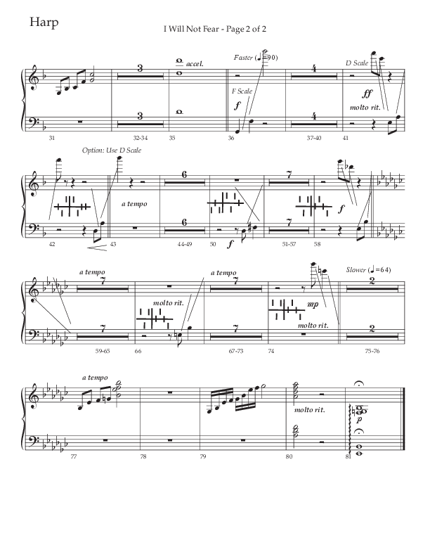 I Will Not Fear (Choral Anthem SATB) Harp (The Brooklyn Tabernacle Choir / Arr. Carol Cymbala / Orch. J. Daniel Smith)
