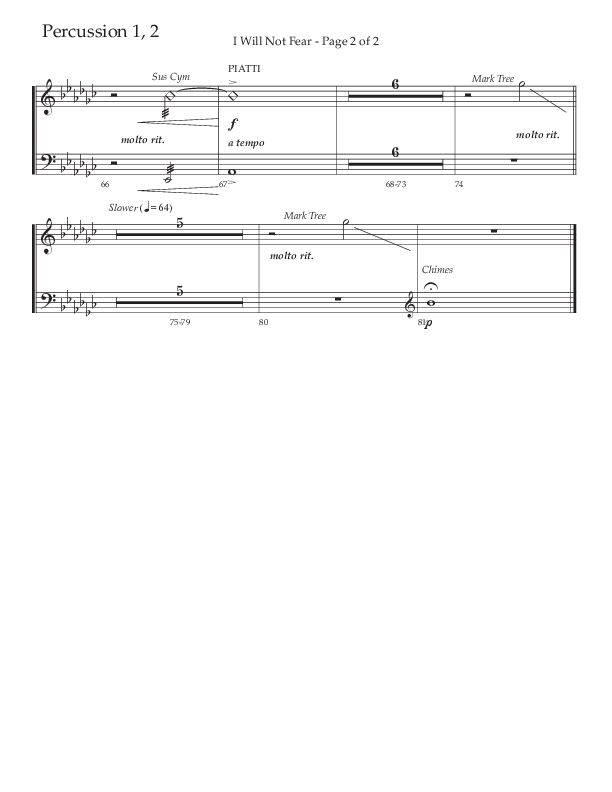 I Will Not Fear (Choral Anthem SATB) Percussion 1/2 (The Brooklyn Tabernacle Choir / Arr. Carol Cymbala / Orch. J. Daniel Smith)