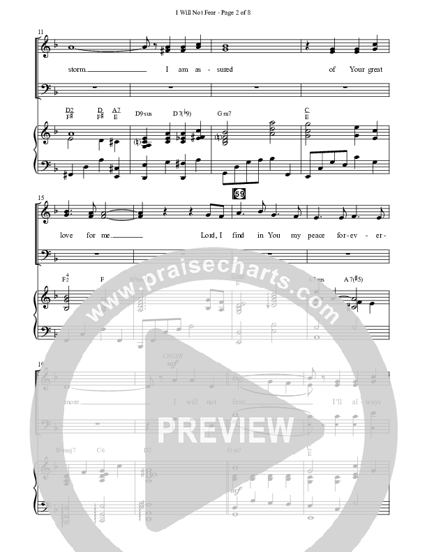 I Will Not Fear (Choral Anthem SATB) Anthem (SATB/Piano) (The Brooklyn Tabernacle Choir / Arr. Carol Cymbala / Orch. J. Daniel Smith)