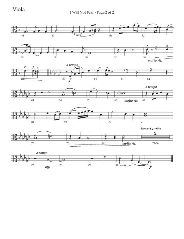 I Will Not Fear (Choral Anthem SATB) Viola (The Brooklyn Tabernacle Choir / Arr. Carol Cymbala / Orch. J. Daniel Smith)