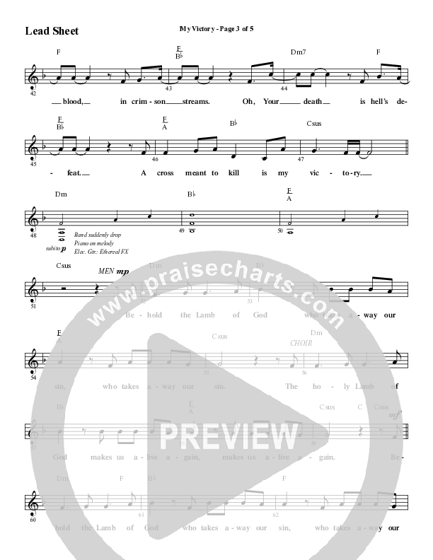My Victory with Redeemer (Choral Anthem SATB) Lead Sheet (Melody) (Word Music Choral / Arr. Daniel Semsen)