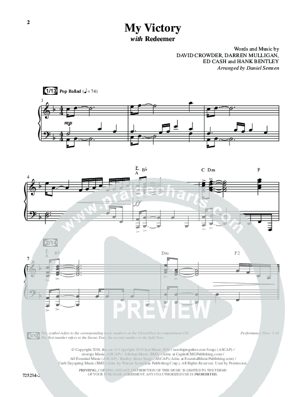 My Victory with Redeemer (Choral Anthem SATB) Anthem (SATB/Piano) (Word Music Choral / Arr. Daniel Semsen)