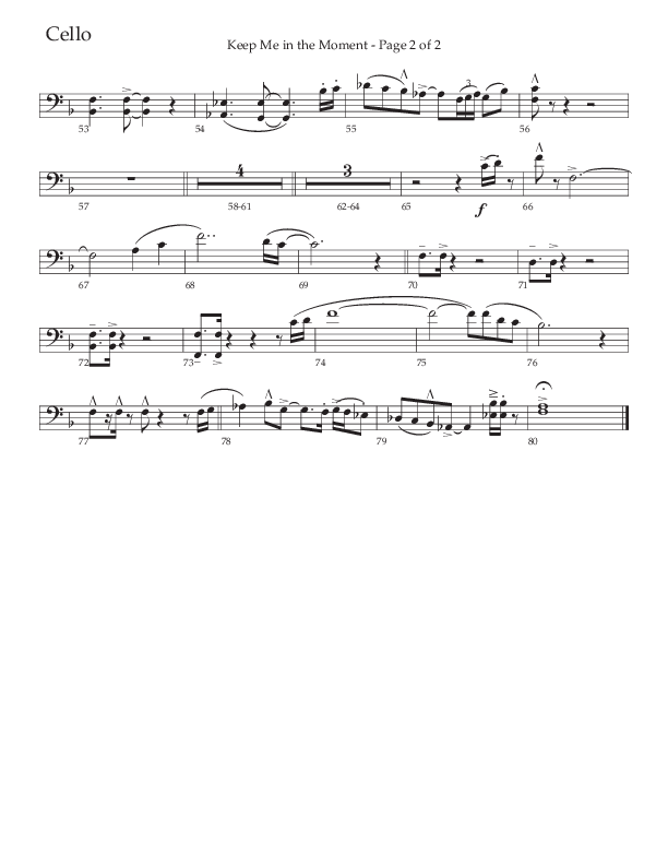 Keep Me In The Moment (Choral Anthem SATB) Cello (The Brooklyn Tabernacle Choir / Arr. Carol Cymbala / Orch. Chris McDonald)