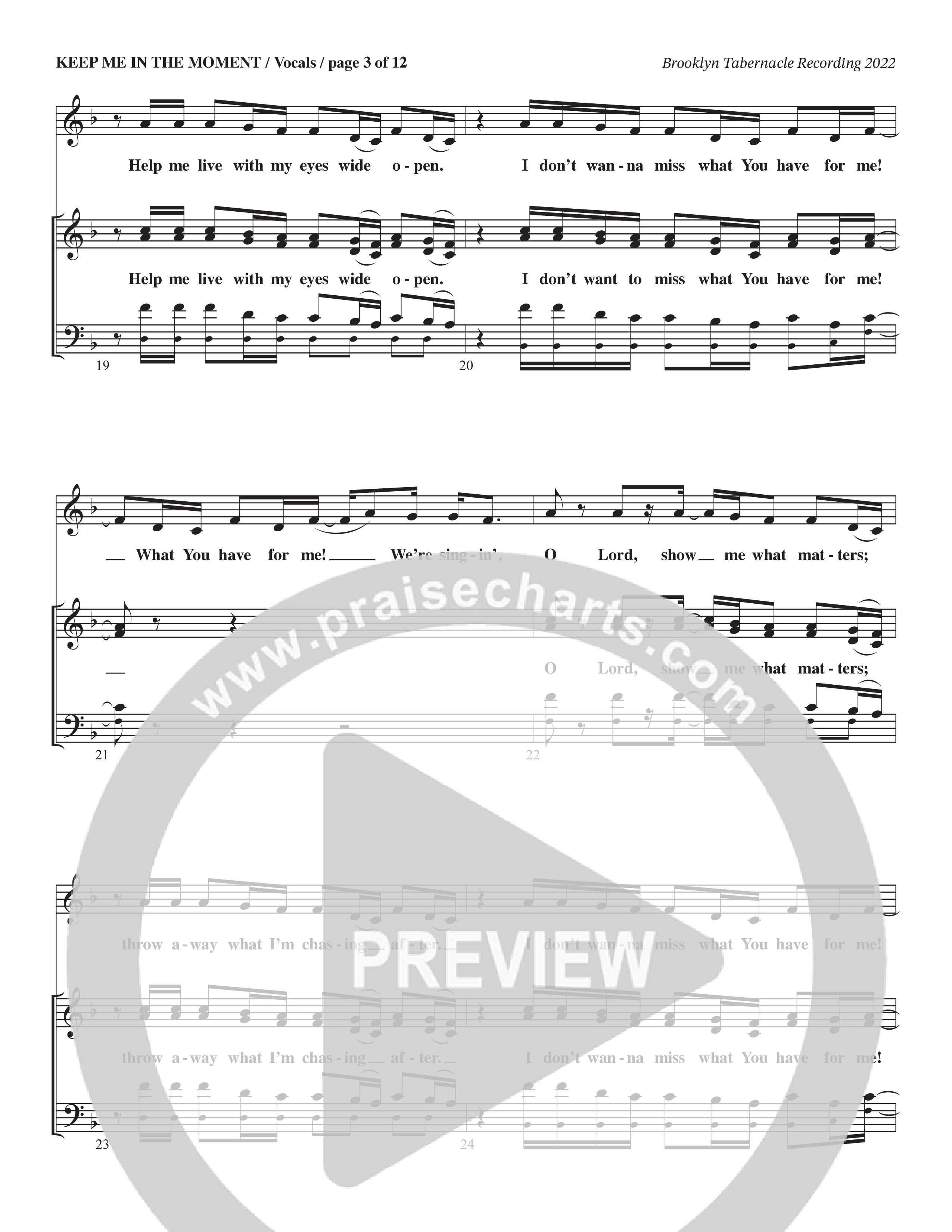 Keep Me In The Moment (Choral Anthem SATB) Choir Sheet (SATB) (The Brooklyn Tabernacle Choir / Arr. Carol Cymbala / Orch. Chris McDonald)
