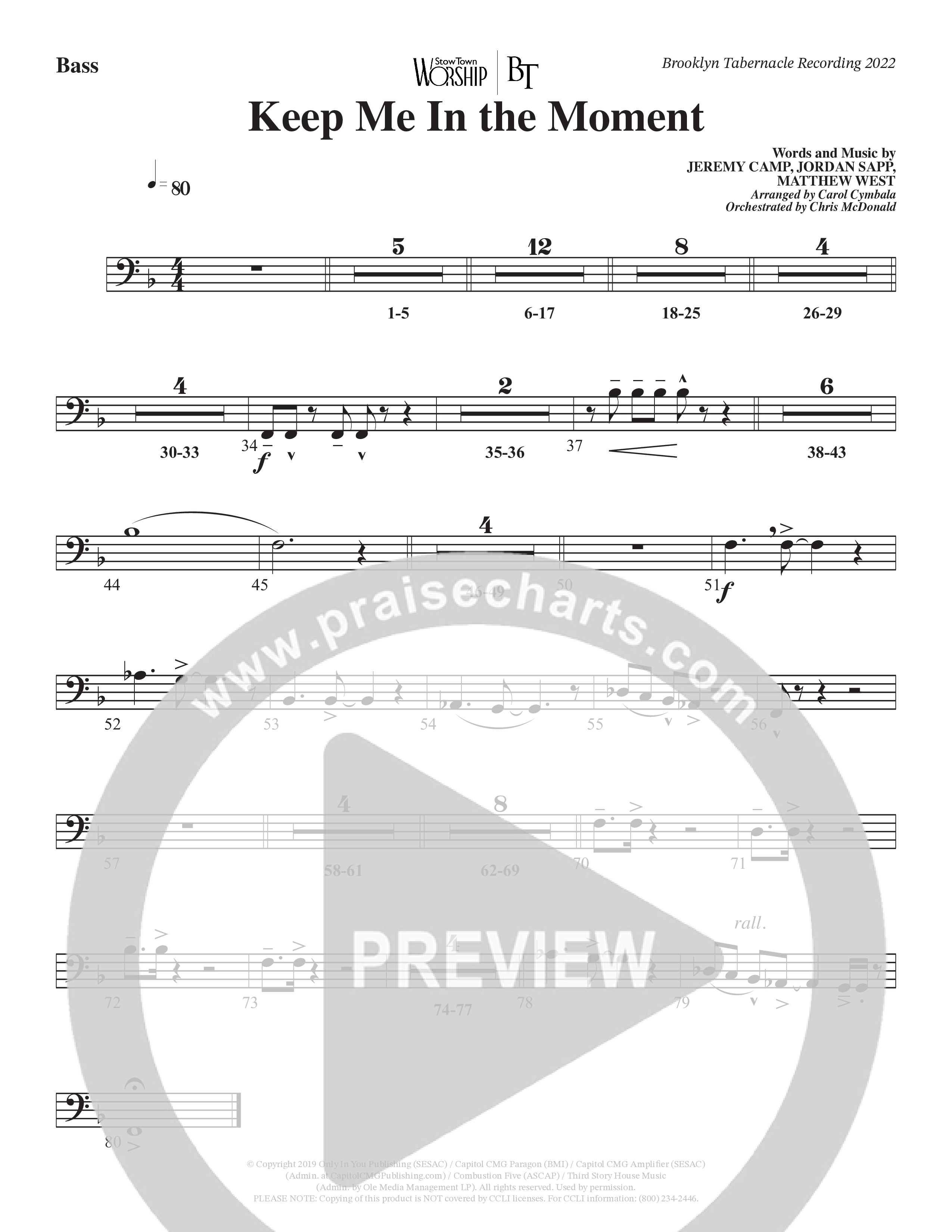 Keep Me In The Moment (Choral Anthem SATB) Double Bass (The Brooklyn Tabernacle Choir / Arr. Carol Cymbala / Orch. Chris McDonald)