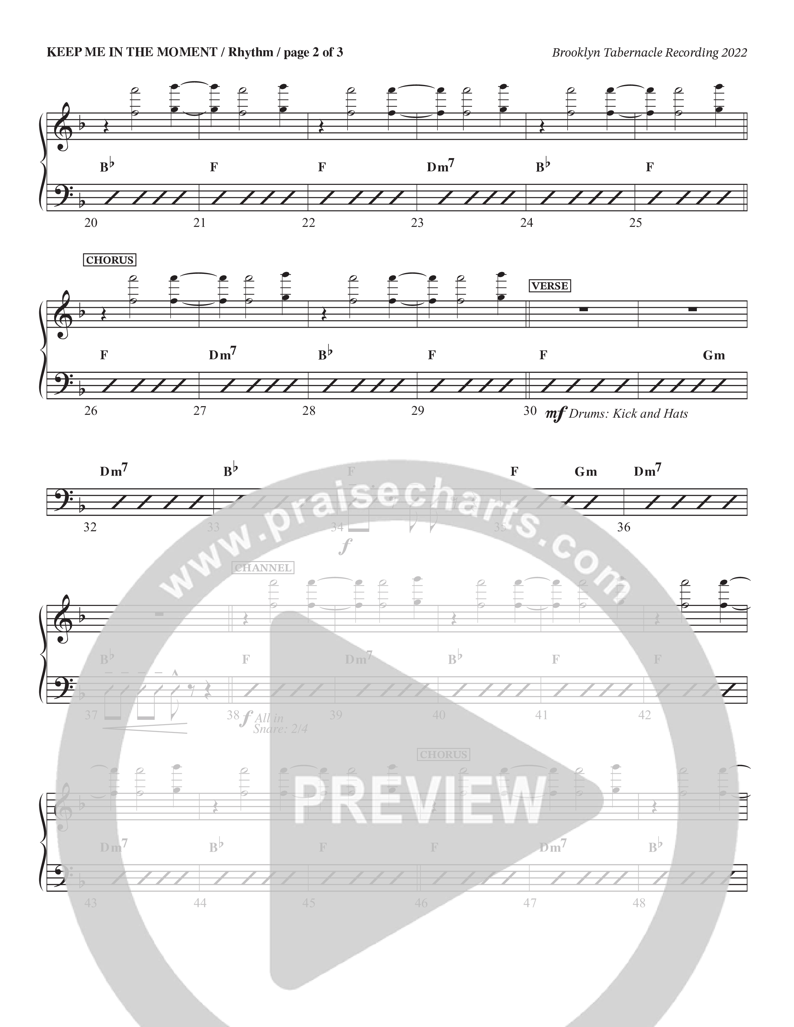 Keep Me In The Moment (Choral Anthem SATB) Rhythm Chart (The Brooklyn Tabernacle Choir / Arr. Carol Cymbala / Orch. Chris McDonald)