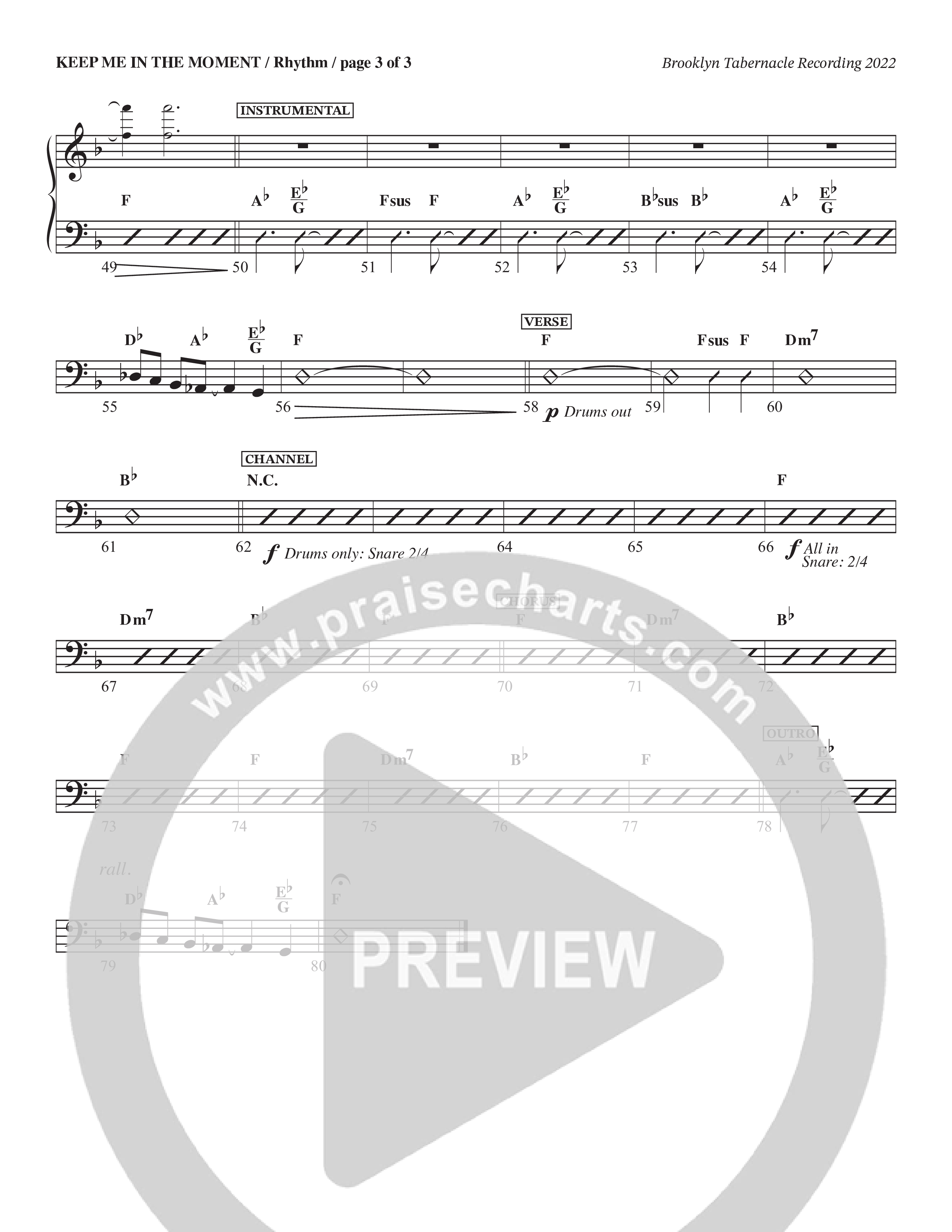 Keep Me In The Moment (Choral Anthem SATB) Rhythm Chart (The Brooklyn Tabernacle Choir / Arr. Carol Cymbala / Orch. Chris McDonald)