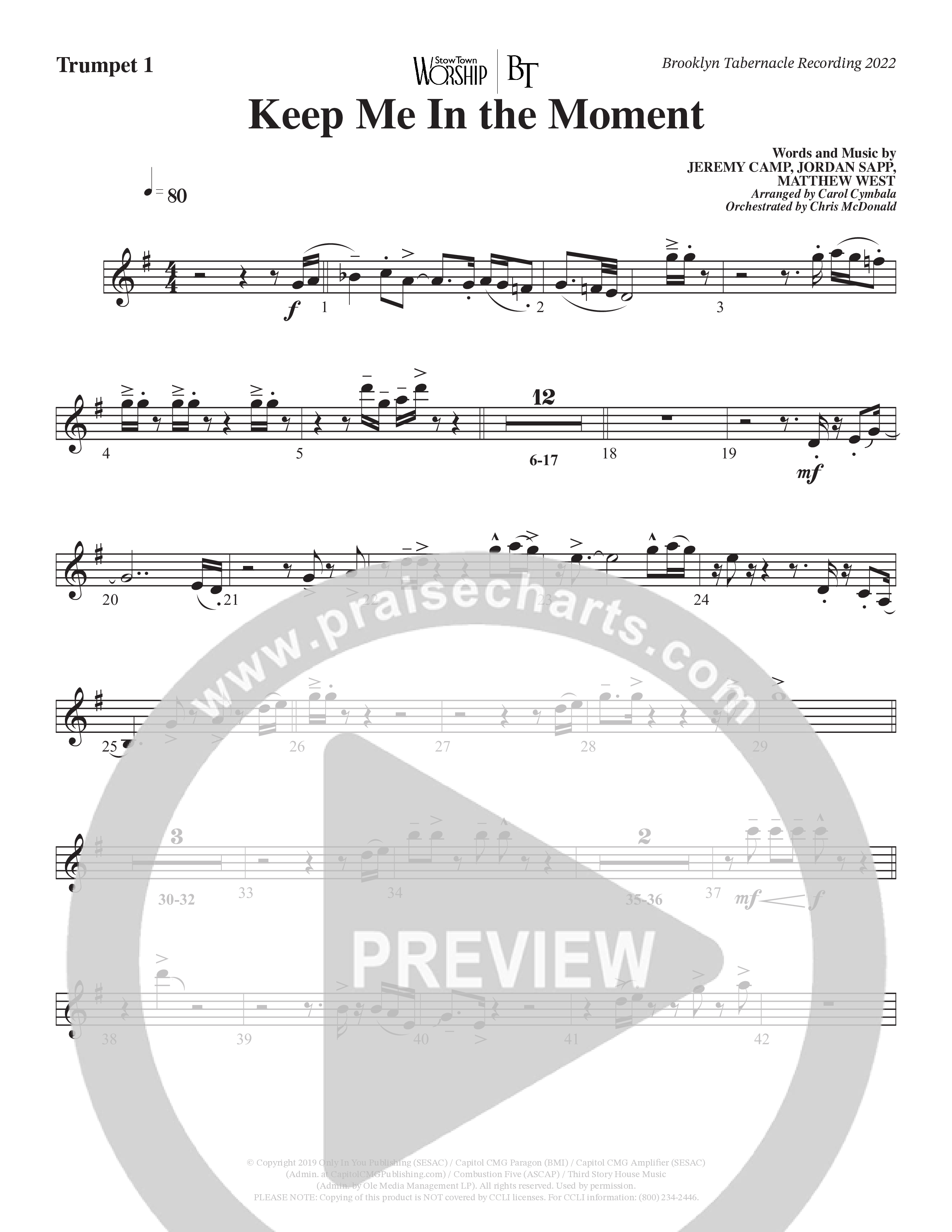 Keep Me In The Moment (Choral Anthem SATB) Trumpet 1 (The Brooklyn Tabernacle Choir / Arr. Carol Cymbala / Orch. Chris McDonald)