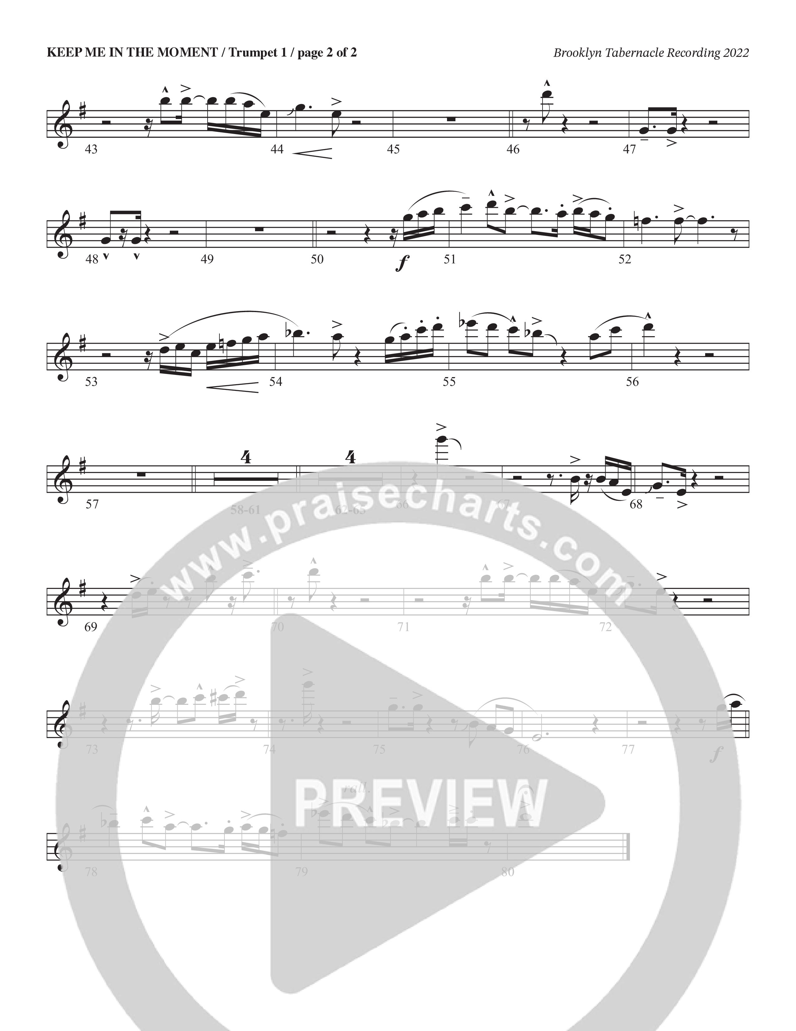 Keep Me In The Moment (Choral Anthem SATB) Trumpet 1 (The Brooklyn Tabernacle Choir / Arr. Carol Cymbala / Orch. Chris McDonald)