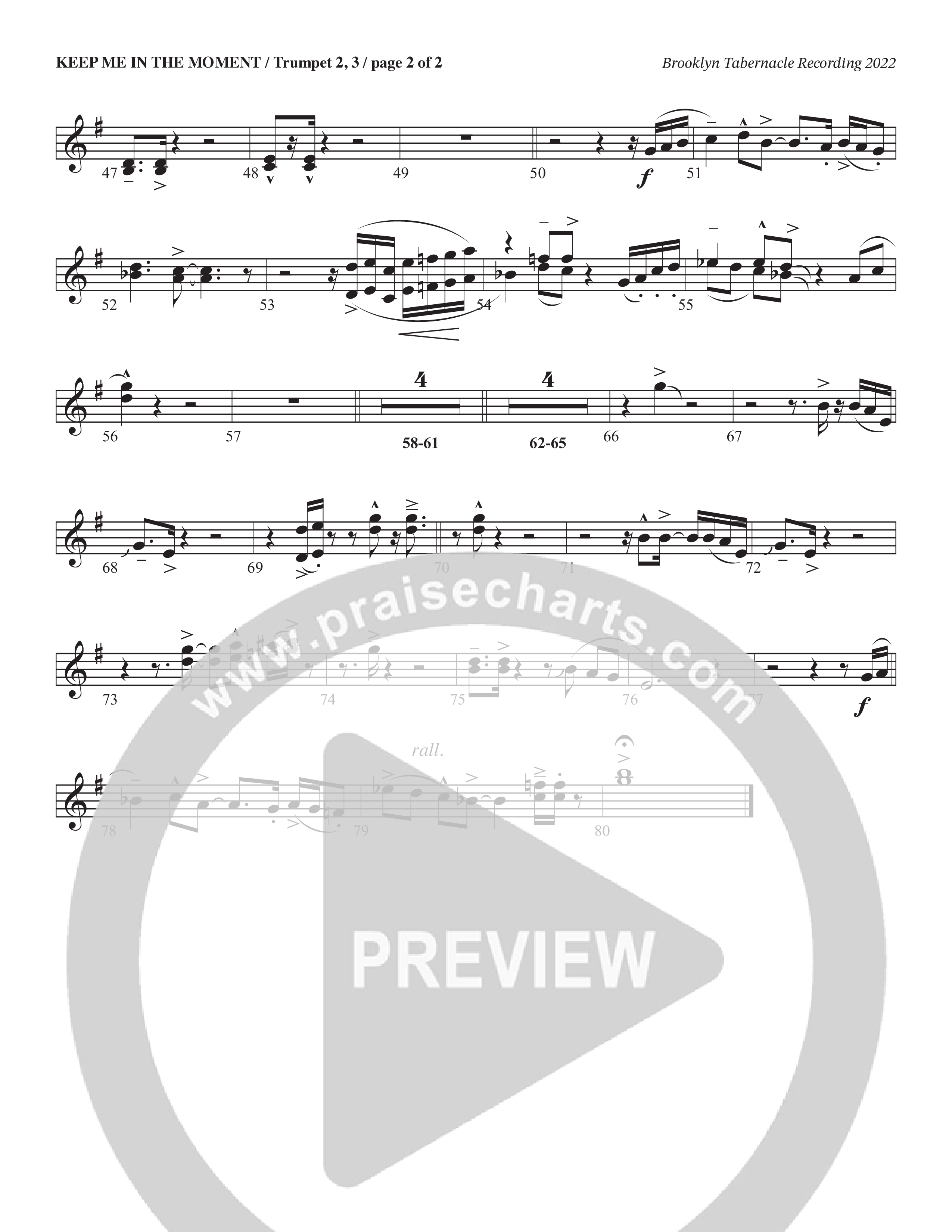 Keep Me In The Moment (Choral Anthem SATB) Trumpet 2/3 (The Brooklyn Tabernacle Choir / Arr. Carol Cymbala / Orch. Chris McDonald)