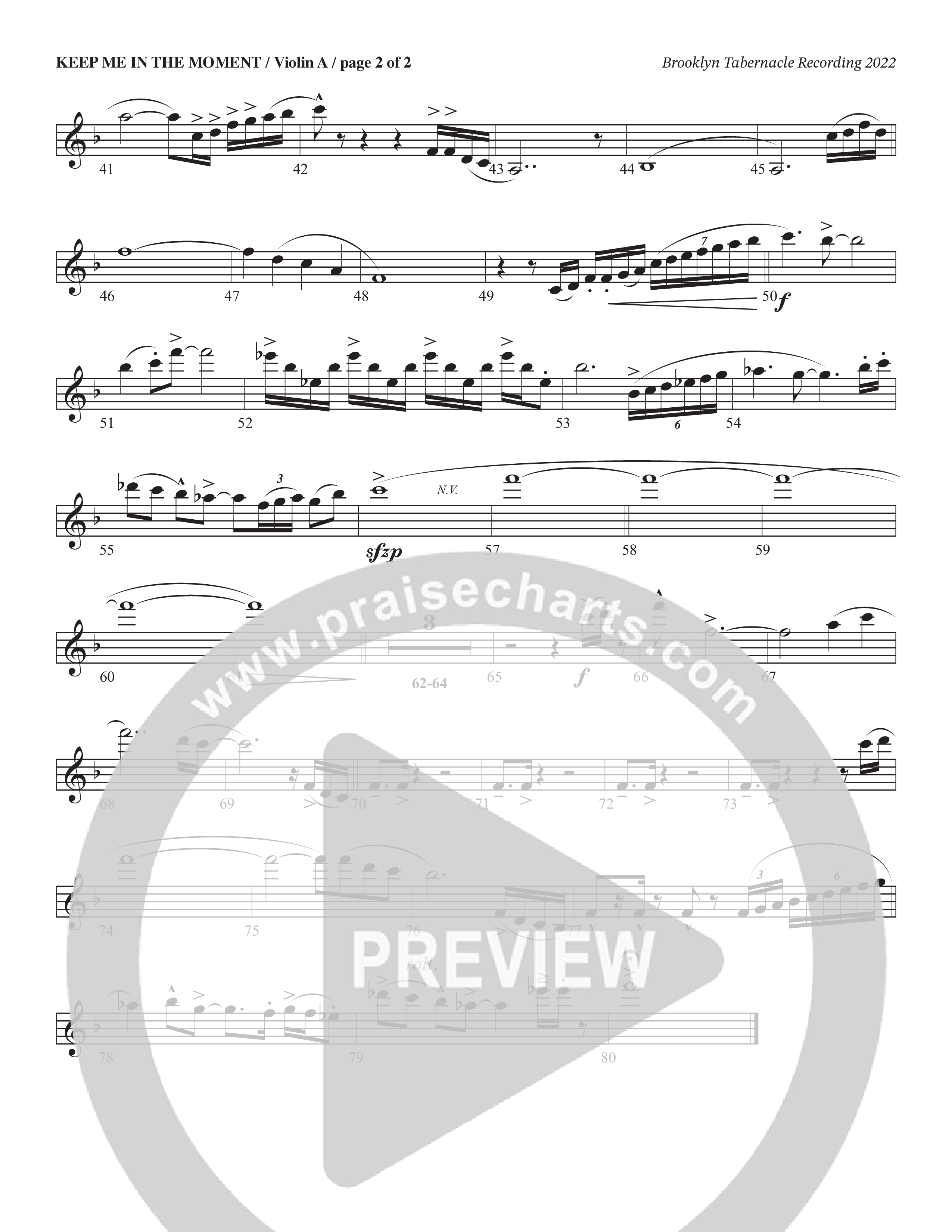 Keep Me In The Moment (Choral Anthem SATB) Violin 1 (The Brooklyn Tabernacle Choir / Arr. Carol Cymbala / Orch. Chris McDonald)