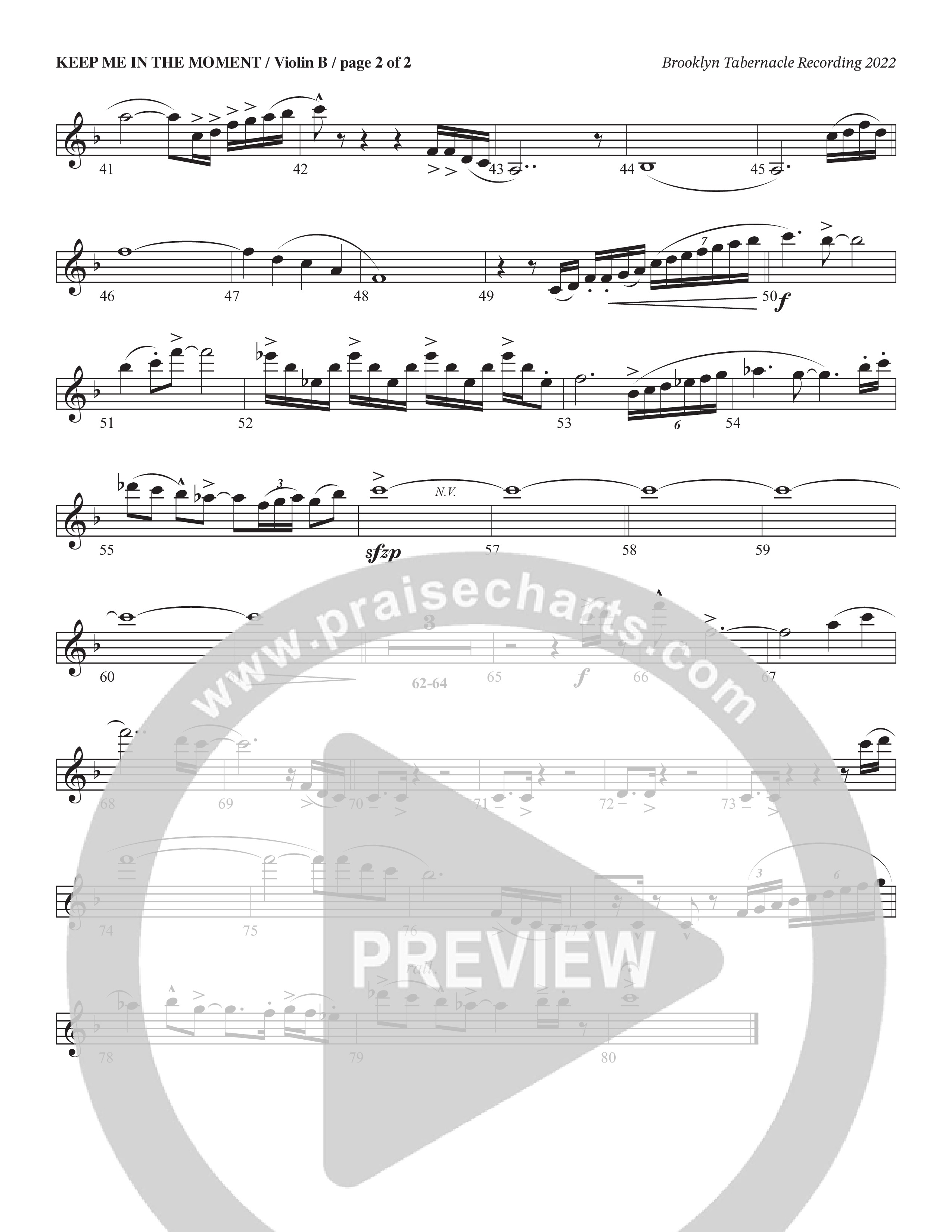 Keep Me In The Moment (Choral Anthem SATB) Violin 2 (The Brooklyn Tabernacle Choir / Arr. Carol Cymbala / Orch. Chris McDonald)