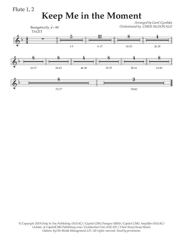 Keep Me In The Moment (Choral Anthem SATB) Flute 1/2 (The Brooklyn Tabernacle Choir / Arr. Carol Cymbala / Orch. Chris McDonald)