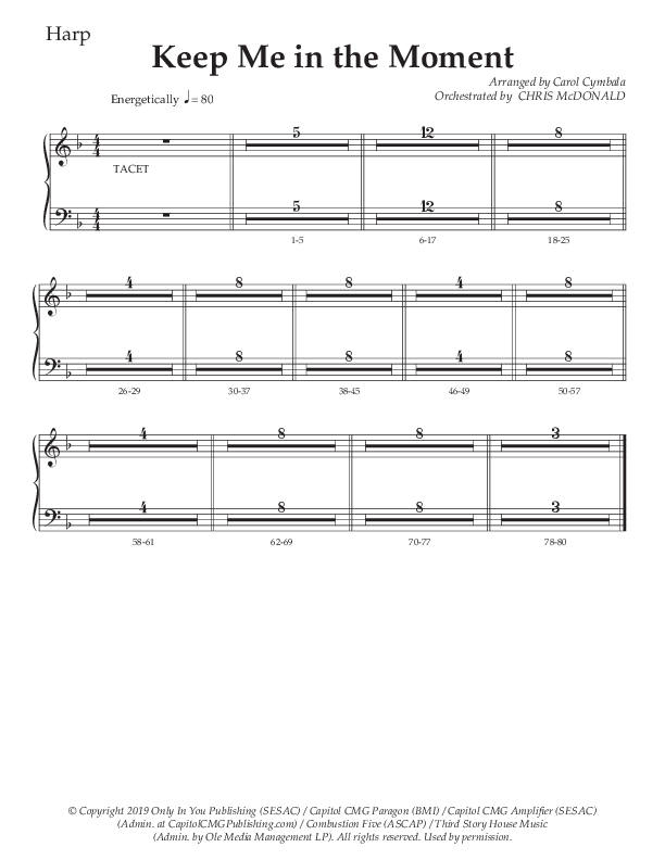 Keep Me In The Moment (Choral Anthem SATB) Harp (The Brooklyn Tabernacle Choir / Arr. Carol Cymbala / Orch. Chris McDonald)